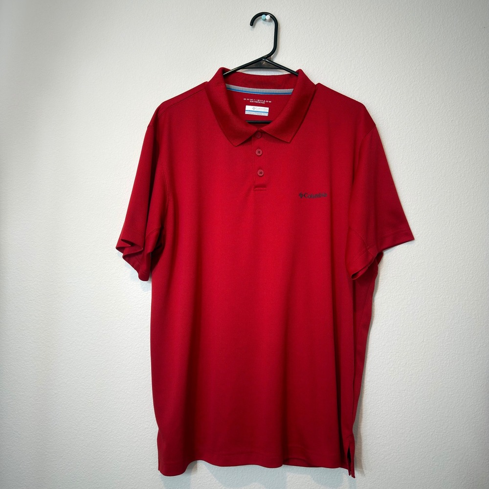 Columbia Polo Shirt Mens XL Red Good Omni-Shade Sun Protection‎ XM6449